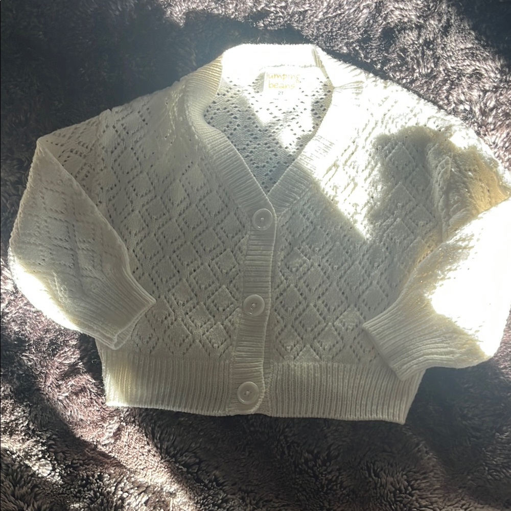 Open-Knit Cream Button-Front kids 2t jumping bean Cardigan Sweater